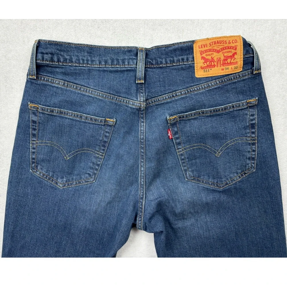Levi's 511 Slim Fit Jeans Mens‎ 34x32 Medium Wash Blue Denim Pants 04511-1163